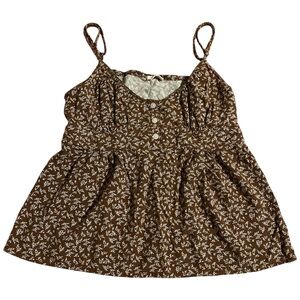 Brandy Melville John Galt Brown Button Front Woven Tank